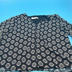 LOFT Black and White Patterned Blouse
